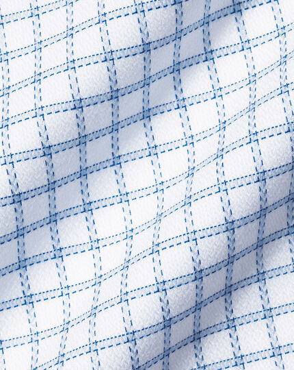 Spread collar Non-Iron Richmond Weave Check Shirt - Cornflower Blue