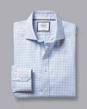 Load image into Gallery viewer, Spread collar Non-Iron Richmond Weave Check Shirt - Cornflower Blue
