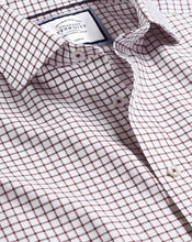 Load image into Gallery viewer, Spread collar Non-Iron Richmond Weave Check Shirt - Wine Red
