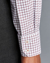 Load image into Gallery viewer, Spread collar Non-Iron Richmond Weave Check Shirt - Wine Red
