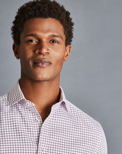 Load image into Gallery viewer, Spread collar Non-Iron Richmond Weave Check Shirt - Wine Red
