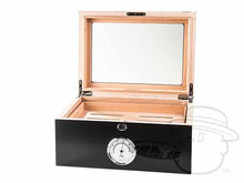 Load image into Gallery viewer, Bally Black 100 Count Glass Top Humidor
