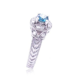 Sandra Biachi 18K White Gold with Blue & White Diamond Ring. Style: LP5482BDA+