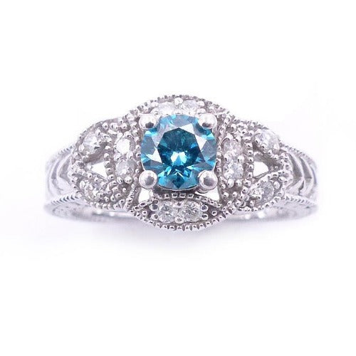 Sandra Biachi 18K White Gold with Blue & White Diamond Ring. Style: LP5482BDA+