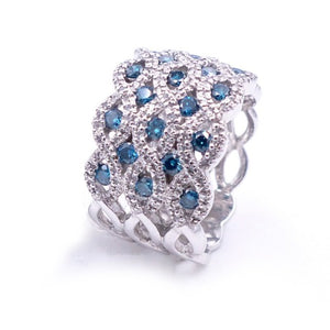 Sandra Biachi 14K White Gold With Blue & White Diamond Ring. Style: LP6303BD