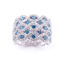 Load image into Gallery viewer, Sandra Biachi 14K White Gold With Blue &amp; White Diamond Ring. Style: LP6303BD
