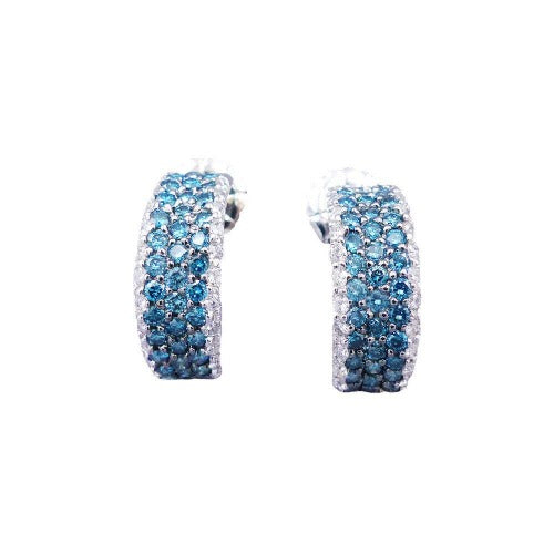 Sandra Biachi 14K White Gold, Blue & White Diamond Earrings. Style: LP6910BDA+