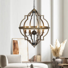 Load image into Gallery viewer, Mcnemar 6 - Light Candle Style Geometric Chandelier with Wrought Iron Accents
