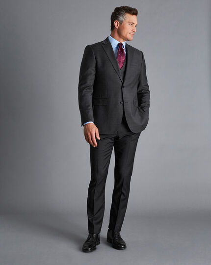 Natural Stretch Twill Suit - Charcoal