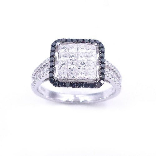 Sandra Biachi 14K White Gold, Black & White Diamond Ring. Style: Black Diamond Ring #1