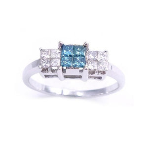 Sandra Biachi 14K White Gold, Blue & White Diamond Ring. Style: Blue Diamond Ring #3