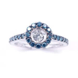 14K White Gold And Blue Diamond Ring. Style: BC106BDA+