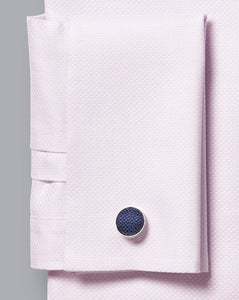 Silk Round Cufflinks - Navy