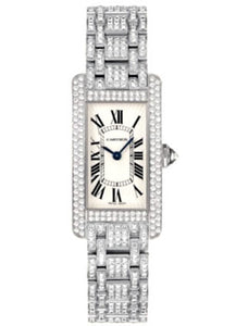 Cartier Ladies WB7044KN Tank Americaine 18K White Gold Diamond W