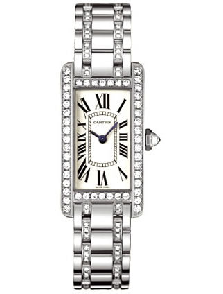 Cartier Ladies WB7073MP Tank Americaine 18K White Gold Diamond