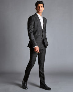 Windowpane Check Suit - Charcoal Grey