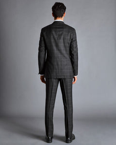 Windowpane Check Suit - Charcoal Grey