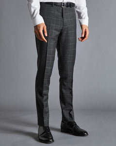 Windowpane Check Suit - Charcoal Grey