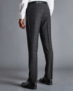 Windowpane Check Suit - Charcoal Grey