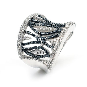 18K White Gold And Black Diamond Ring. Style: BRC12415