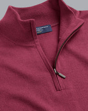 Load image into Gallery viewer, Merino Zip Neck Sweater - Dark Pink

