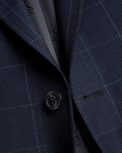 Windowpane Check Birdseye Travel Suit - Navy