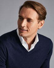 Load image into Gallery viewer, Merino V-Neck Sweater - Navy
