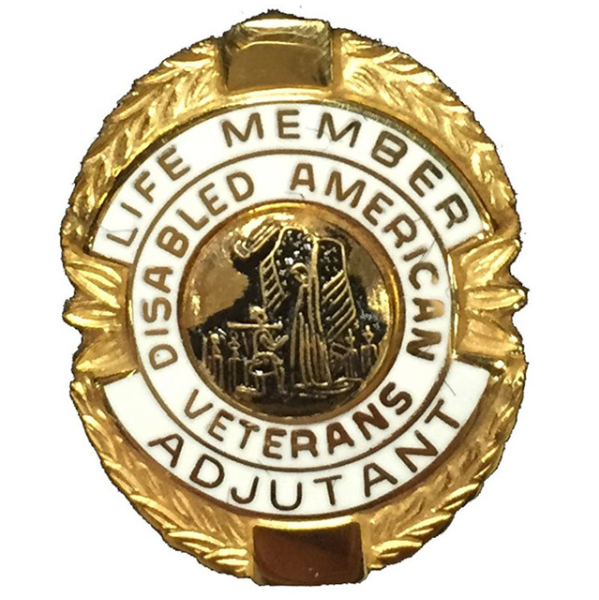 White Adjutant Life Member Officer Lapel Pin