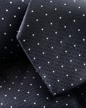 Load image into Gallery viewer, Stain Resistant Polka Dot Silk Tie - Dark Navy
