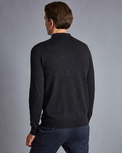 Merino Polo Sweater - Charcoal Grey