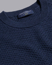 Load image into Gallery viewer, Cotton Merino Textured Crew Neck Sweater - Ink Blue
