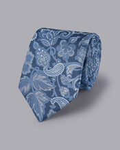 Load image into Gallery viewer, Silk Paisley Tie - Denim Blue
