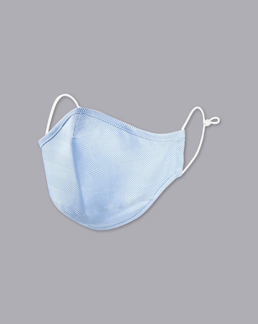 Cotton Herringbone Face Mask - Blue