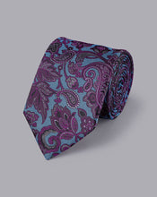 Load image into Gallery viewer, Silk Paisley Tie - Cornflower Blue
