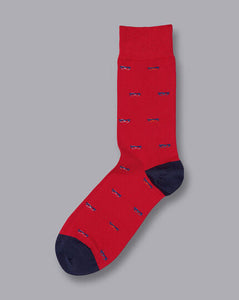 Glasses Motif Socks - Red