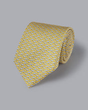 Load image into Gallery viewer, Hammerhead Shark Print Tie - Lemon &amp; Silver
