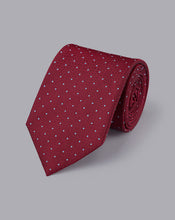 Load image into Gallery viewer, Stain Resistant Polka Dot Silk Tie - Cherry Pink
