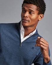 Load image into Gallery viewer, England Rugby Merino Zip Neck Sweater - Indigo
