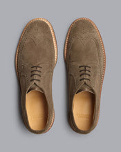 Load image into Gallery viewer, Rubber Sole Suede Derby Brogue Shoes - Taupe
