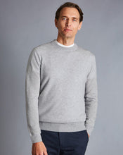 Load image into Gallery viewer, Merino Cashmere Crew Neck Sweater - Silver
