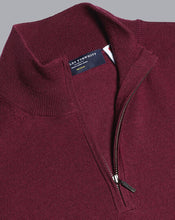 Load image into Gallery viewer, England Rugby Merino Zip Neck Sweater - Burgundy
