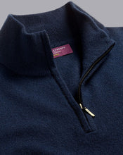 Load image into Gallery viewer, Cashmere Zip Neck Sweater - Navy
