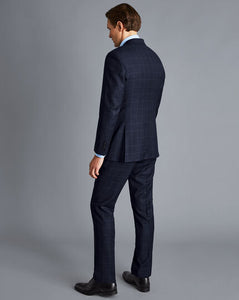 Windowpane Check Birdseye Travel Suit - Navy