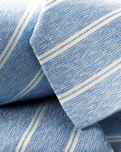 Load image into Gallery viewer, Silk Linen Stripe Tie - Sky Blue
