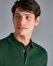Load image into Gallery viewer, Merino Short Sleeve Polo Sweater - Dark Green
