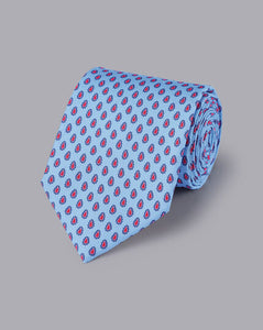 Paisley Print Silk Tie - Sky Blue