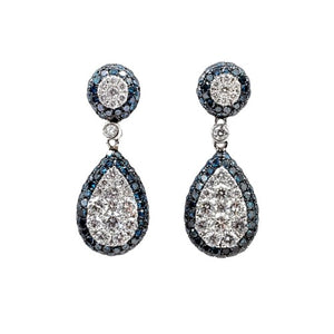 14K White Gold Blue & White Diamond Drop Earrings. Style: 12134049