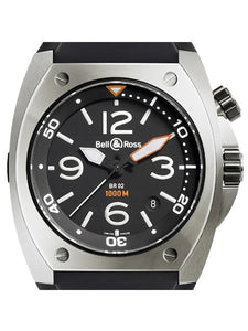 Bell & Ross Men`s BR02 Automatic Brushed Steel Black Dial