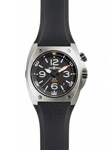 Bell & Ross Men`s BR02 Chronograph Brusshed Steel Black Dial