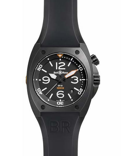 Bell & Ross Men`s BR 02-CB Numerals Automatic Carbon Finished Strap